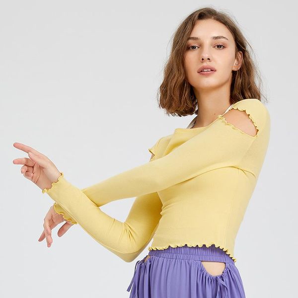 

yoga outfit 2021 sports gym women fitness t shirt woman long sleeve mesh sport wear hollowed running clothes
