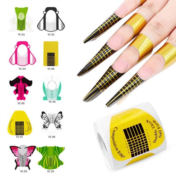 

nail art kits 100pcs forms extension tips acrylic/uv gel guide stickers for home diy salon women