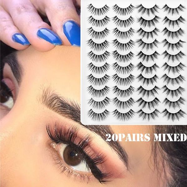 

false eyelashes 5/20pairs soft natural lashes thick long fake extension dramatic volume 3d women makeup eye tools