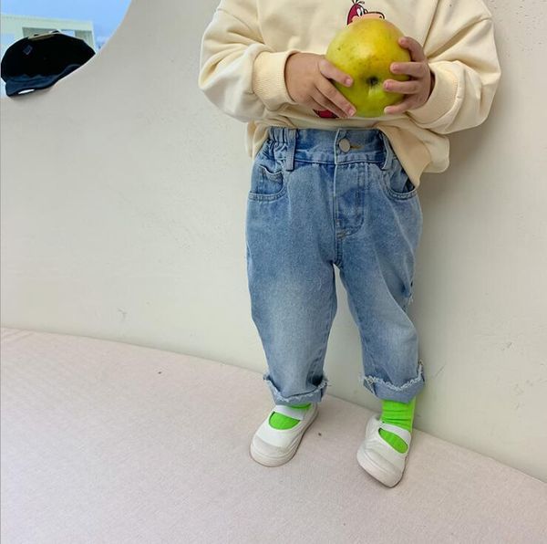 

2021 new arrival girls boys denim long pants spring fashion kids jean pants 1-7 years yl566, Blue