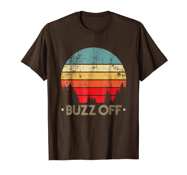 

cool forest sunset retro style buzz off t-shirt, White;black