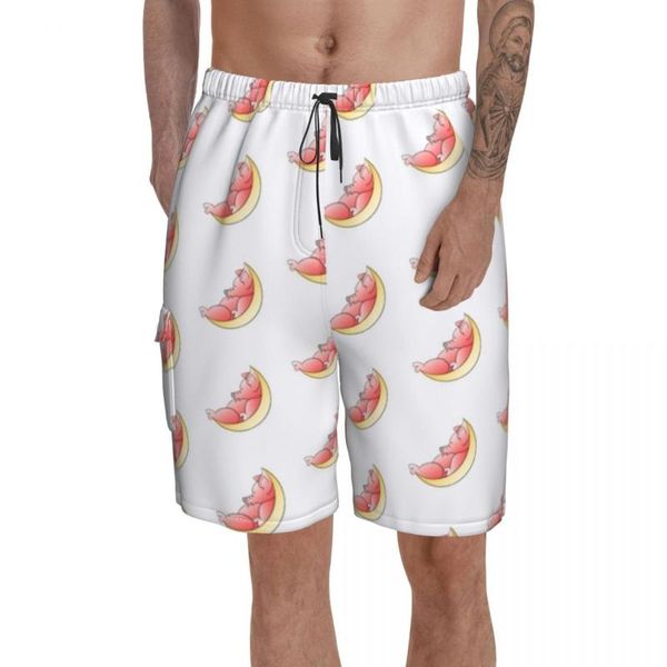 

men's shorts crescent board polyester swimming trunks beach pattern men swim, White;black