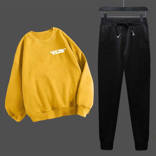 

mens sweater men's sweater spring and autumn coat korean fashion handsome one set with clothes youth student leisure suit, Black