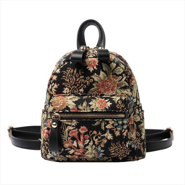 

vintage embroidery ethnic canvas backpack women handmade flower embroidered travel bags mini schoolbag backpacks rucksack