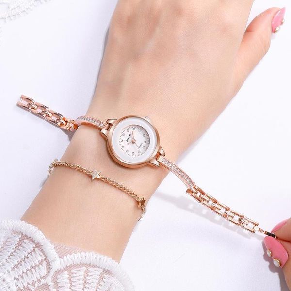 

luxury fashion rose gold women watches qualities diamond ladies bracelet watch simple pointer silver female quartz wristwatches, Slivery;brown
