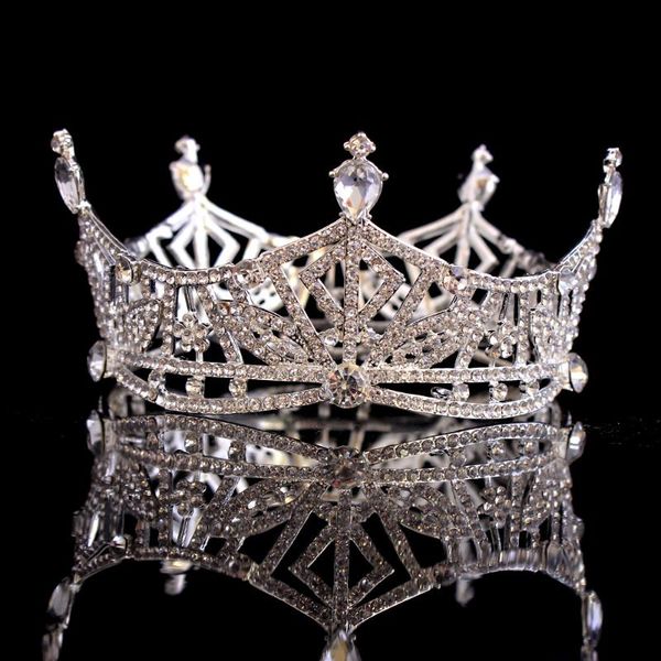 

hair clips & barrettes fashion wedding accessories for bride tiara and crown headdress princess full ring round retro silver rhinestone, Golden;silver