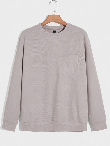

men pocket front waffle knit sweatshirt 33s5#, Black