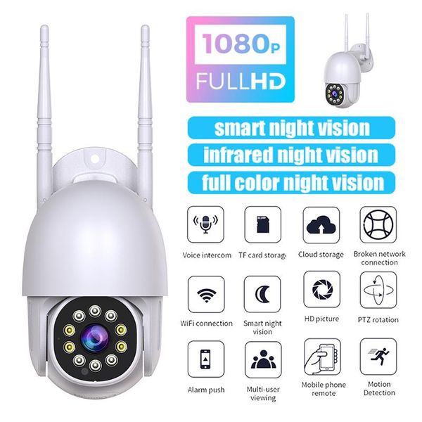 

1080p wifi ip camera outdoor 2mp hemispherical camera ai human tracking detection home security closed circuit television