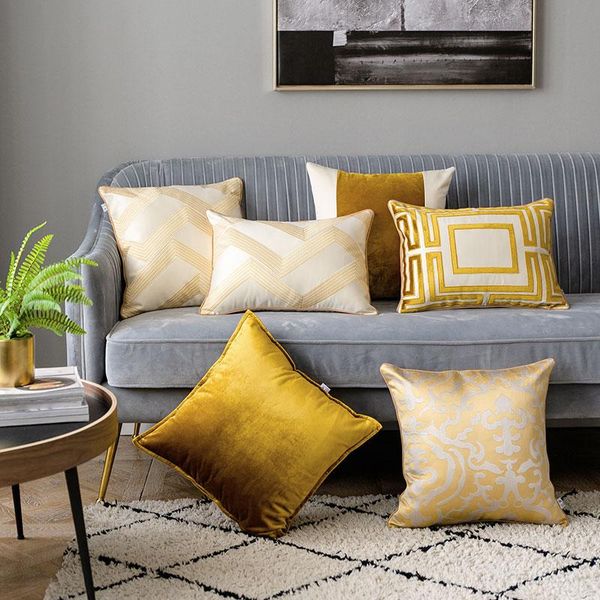 

cushion/decorative pillow luxury golden jacquard cushion cover decorative case modern sofa bedding coussin decoration 45x45
