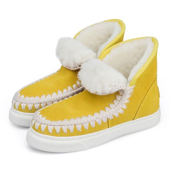 

boots women winter snow flat bottom wool plush keep warm cozy mixed colors platform exquisite ladies shoes patchwork design, Black