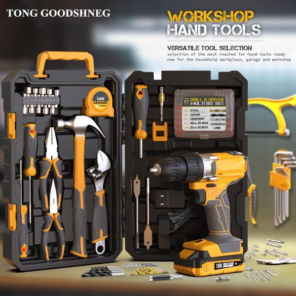 

professional hand tool sets 89pcs household 18v electric screwdriver drill driver workshop kit for home auto repair tools in box