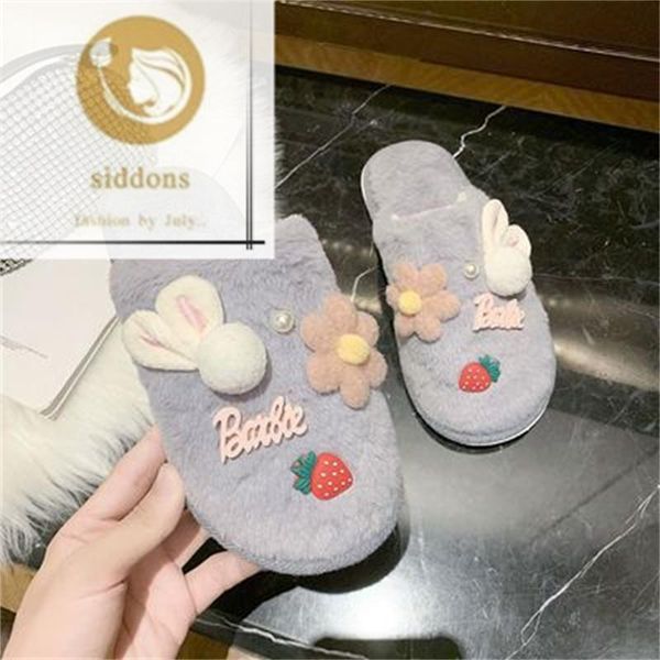 

slippers cotton women winter cute plush home household indoor warmth couple hair ladies autumn and, Black