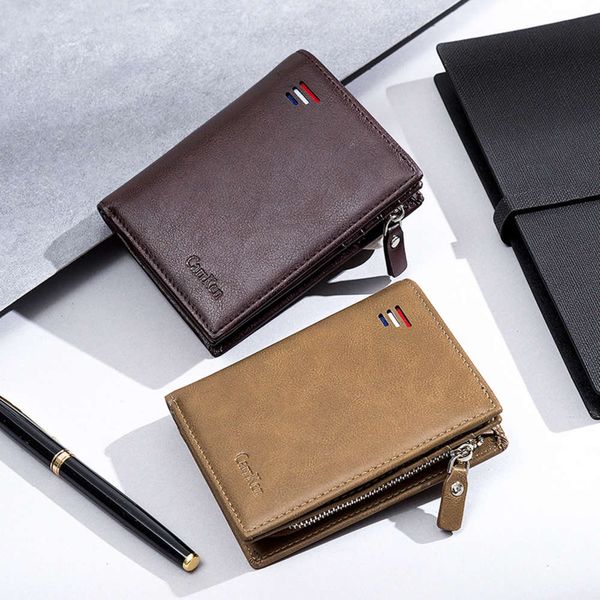 

theft brush rfid men's wallet casual zipper pocket pu leather wallet, Black