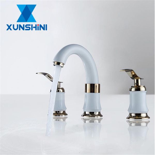 

bathroom sink faucets xunshini white gold luxury basin faucet kitchen dual handle and cold mixer tap three hole