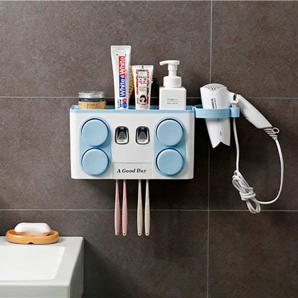 

bath accessory set multifunction bathroom accessories automatic toothpaste dispenser with suction cup toothbrush holder wall mount shelf