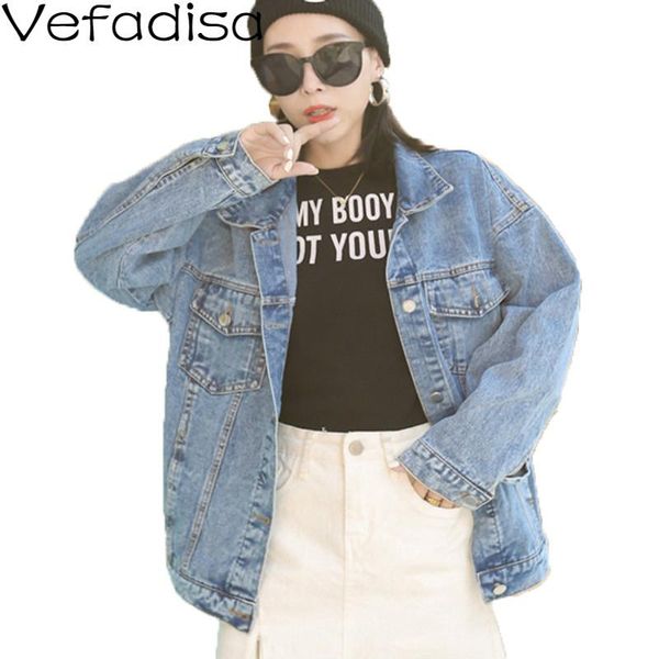 

women's jackets vefadisa vintage cartoon print women coat 2021 autumn single breasted sequin denim letter jacket loose qyf3191, Black;brown