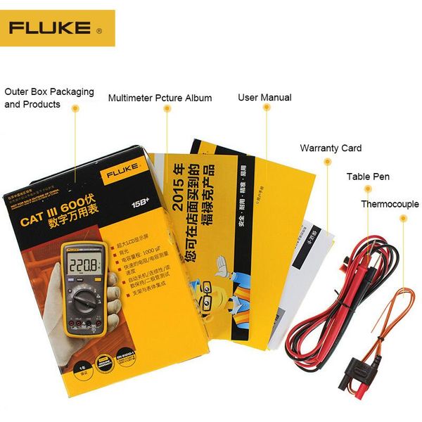 

multimeters fluke 15b+ digital multimeter auto range 4000 counts ac/dc voltage current resistance meter capacitance frequency tester