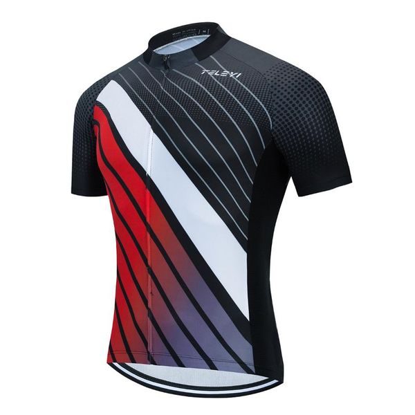

teleyi quick dry cycling jerseys summer short sleeve mtb bike cycling clothing ropa racing bicycle clothes, Black;red