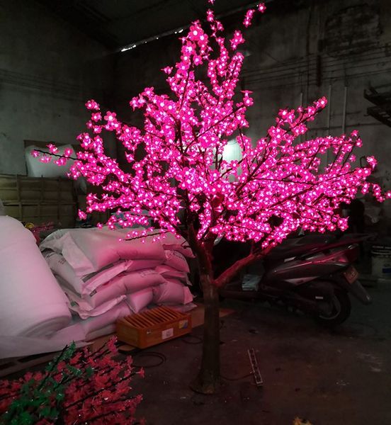 LED Cherry Blossom Garden Decorações Lâmpada de árvore 1.5 ~ 2,5 metros Alta Simulação Natural Tronco Decoração de Casamento Iluminação Festival