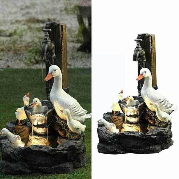 

garden decorations resin ducks fountain statue outdoor home patio with duck yard decorative glowing lights decoration x0l0