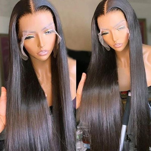 

lace wigs 13x6 frontal for women 13x4 straight front human hair wig prepluck bleached with baby 7 days fast, Black;brown