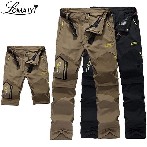 

men's pants spring/summer/autumn cargo men removable quick dry trousers for man casual male khaki zip-off am418, Black