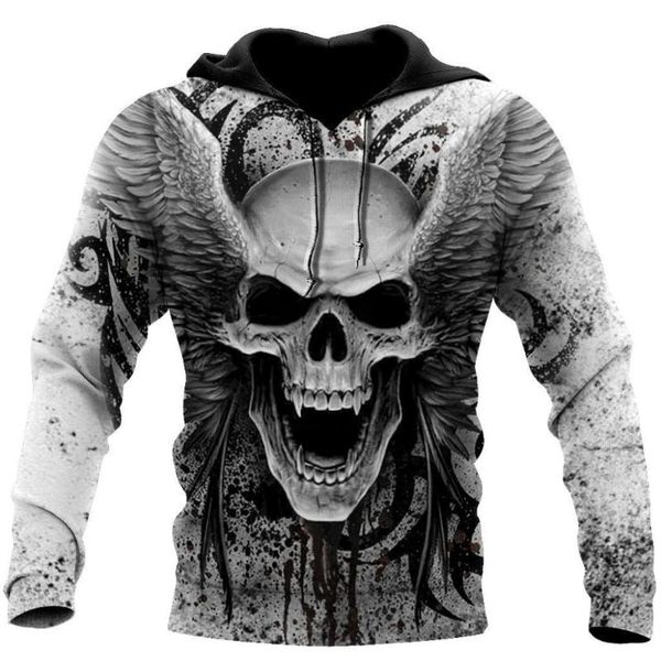 

men's hoodies & sweatshirts 2021 3d printed luxury hoodie sports hooded pullover casual jacket sportswear fashion skull, Black