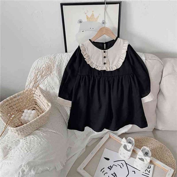 

spring arrival girls long sleeve cotton dress kids korean design dresses clothes 210528, Red;yellow