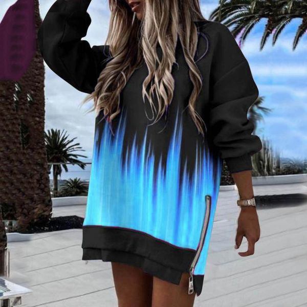 

women's hoodies & sweatshirts womens sweatshirt autumn gradient color long sleeve side zipper harajuku loose oversized pullovers female, Black