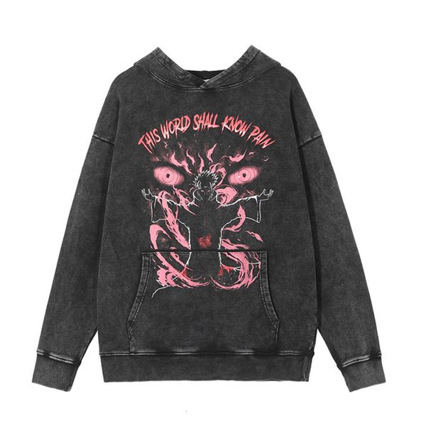 

men's hoodies & sweatshirts male-washed hip-hop hoodie, cotton hooded hoodie harajuku, anime design dark, casual, hooded, d7vw, Black