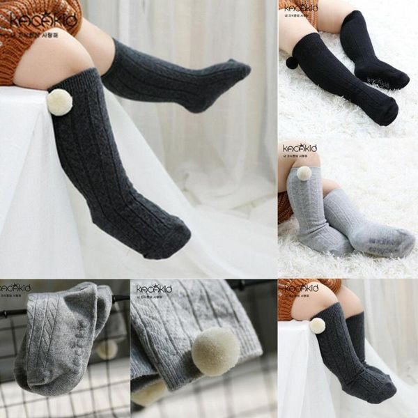 

footies baby girls kids solid warm cotton pantyhose stockings trousers furry ball soft worthy 0 -4 t, Blue