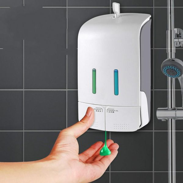

kitchen faucets soap dispenser el shampoo and shower gel box household bathroom wall-mounted non-perforated double head