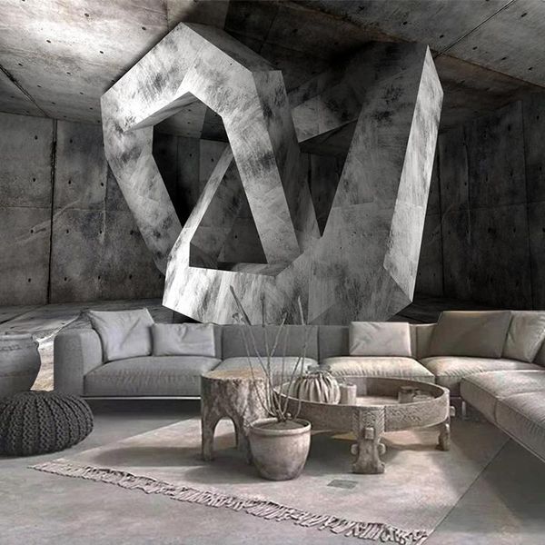 

wallpapers custom po mural 3d stereoscopic extended space cement wall painting papel de parede living room sofa tv background home decor
