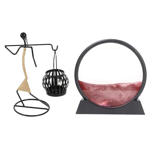 

novelty items 1 pcs wrought iron candlestick candlelight decoration & flowing sand painting 3d hourglass 7inch