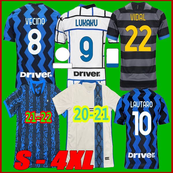

2021 soccer jersey lukaku milan vidal barella lautaro eriksen alexis hakimi 21 22 home football shirt size s-4xl, Black;yellow