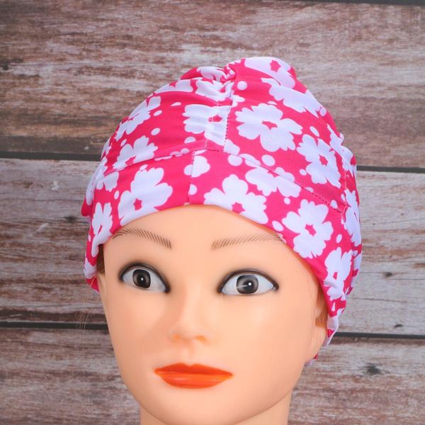 

swimming caps 3 pcs swim cap waterproof pleated hat fashion ear protection for (orange leaves + white