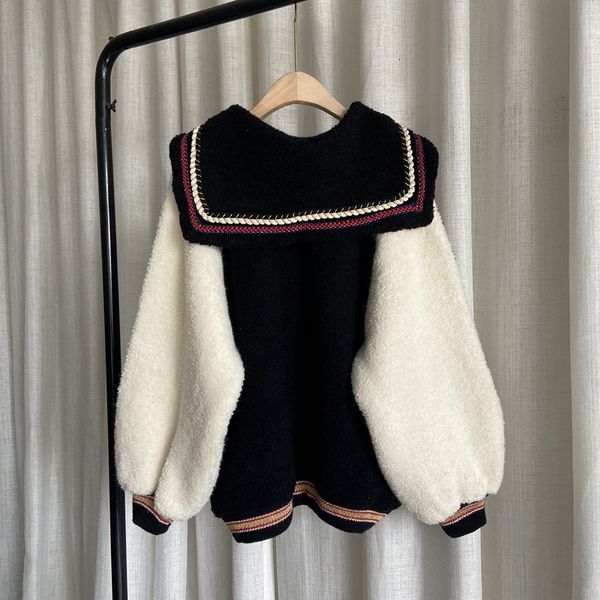 

women's sweaters ebaihui women's jacket embroidered kpop plus size loose mesh baseball uniform winter thick cardigan patch j8ya, White;black