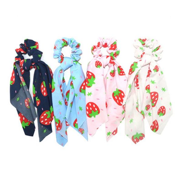 

hair accessories tassel ponytail holder elastic band girls streamer ropes fruit print bow scrunchies head ring, Slivery;white