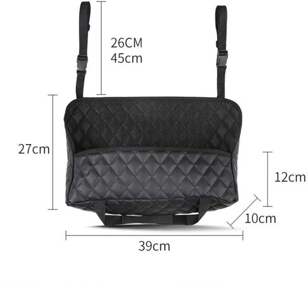 

car organizer 1pcs universal storage bag seat middle hanging black pocket handbag artificial leather