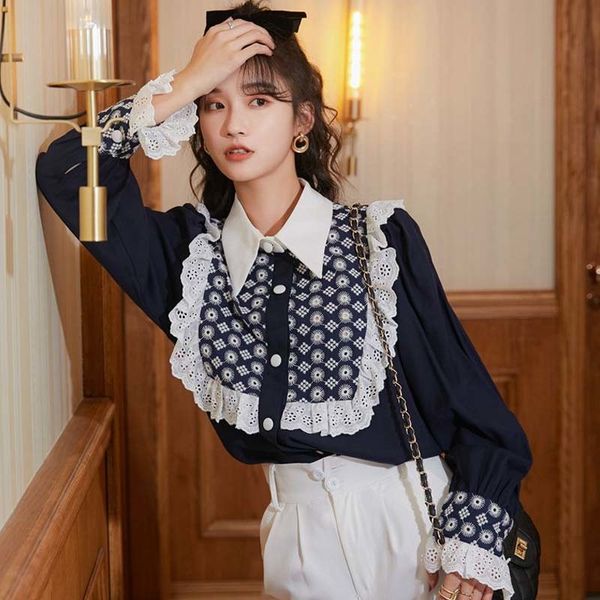 

sweater from long plied button to collar ladies femme 2021 new women's clothes zqbq, Black;white