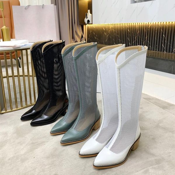 

boots 2021 summer women explosion pointed toe square heels sandals desigener shoes platform, Black