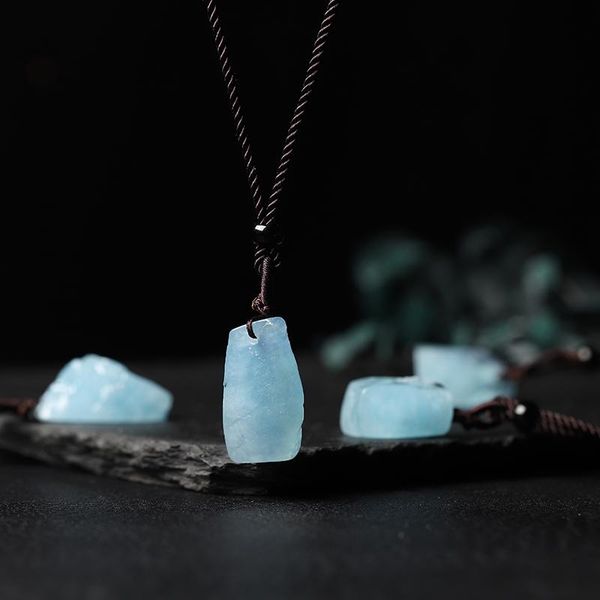 

decorative objects & figurines 100% natural aquamarine pendant quartz crystal jewelry diy gift for men's and women's wear
