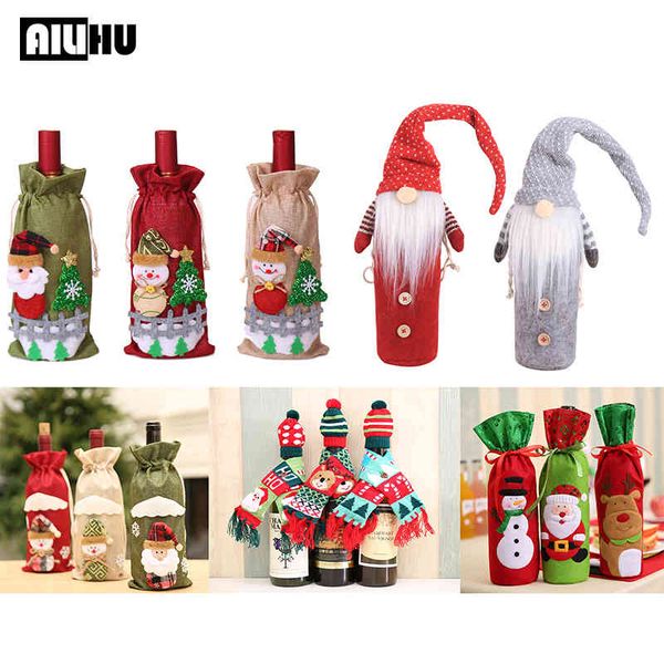 

christmas decoration for home xmas wine bottle cover santa claus decor cristmas decoration snowman stocking gift holder new year