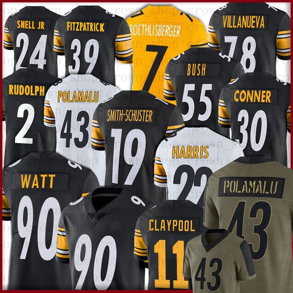 

88 pat freiermuth football pittsburghs steeleres 22 najee harris juju smith-schuster t.j. watt chase claypool ben roethlisberger mason rudol, Black;red