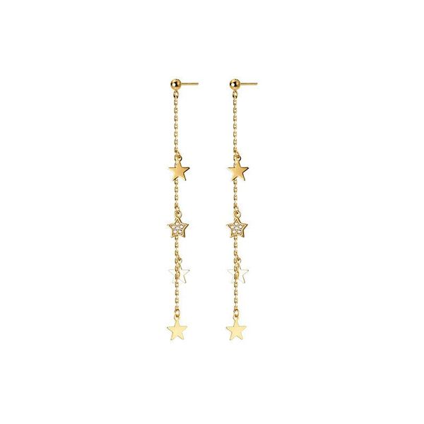 

dangle & chandelier 925 sterling silver long chain star tassel earrings for women cz korean jewelry simple female accessories girl party gif