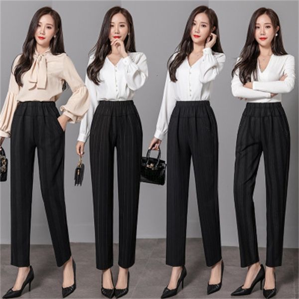 

striped-waisted loosen mom's middle-aged and old autumn new granny female pants wnr0, Black;white