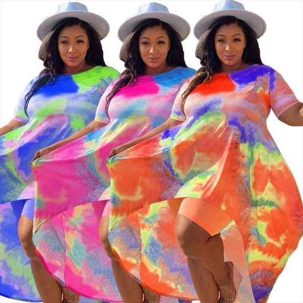 

plus size s sets women summer holiday two piece tie dye long style short leggings outfits wholesale dropshipping, Gray