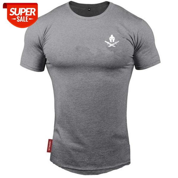 

2020 New brand Clothing fitness Running t shirt men O-neck t-shirt cotton bodybuilding Sport shirts tops gym men t shirt #GE5p, White;black