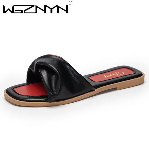 

slippers 2021 women brand outdoor female beach non-slip slides flip flops big size 42 summer open toe flat casual sewing sandals, Black