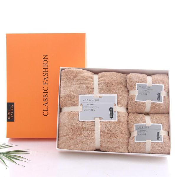 

towel creative soft gift coral fleece bath three-piece set box